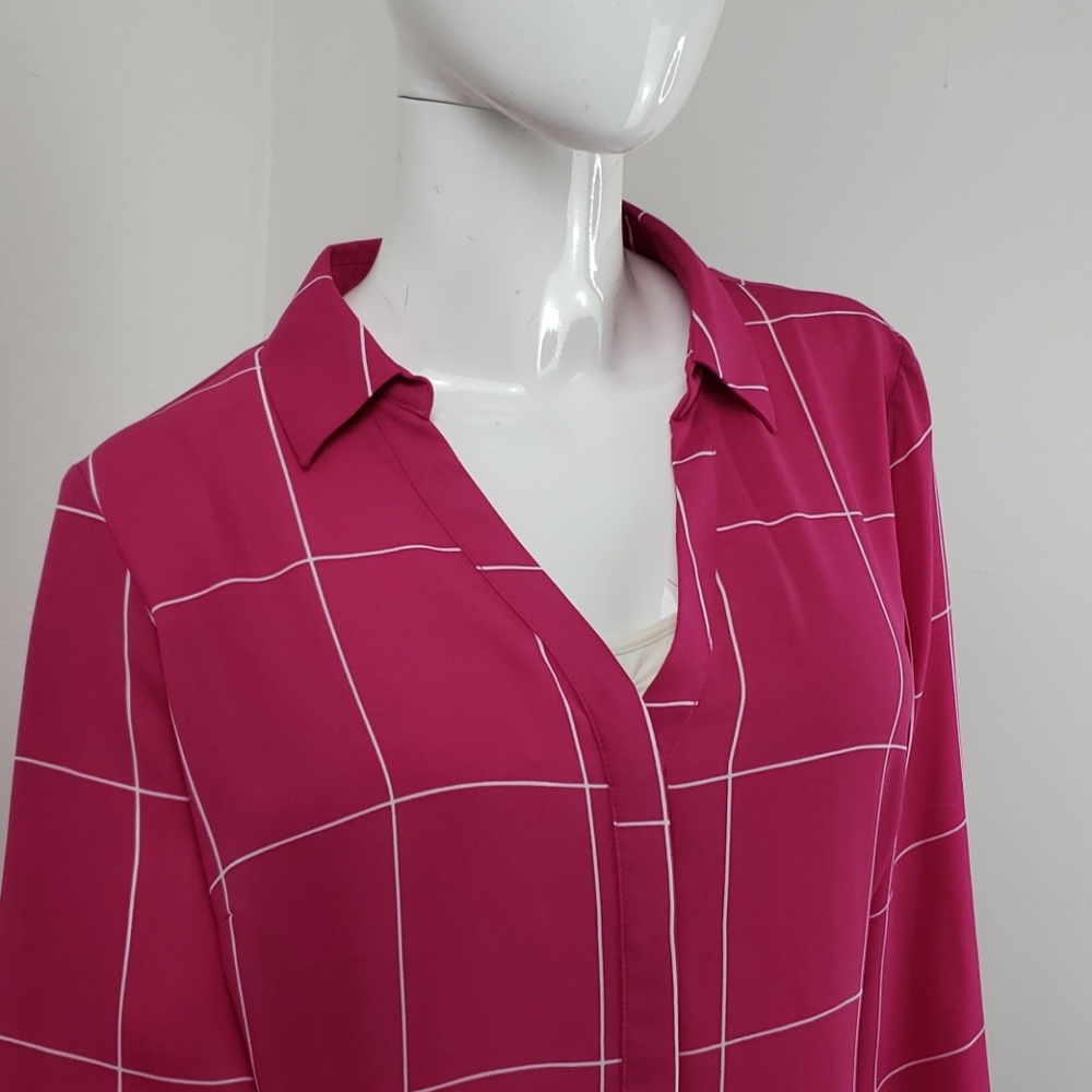 Worthington Pink Plaid Blouse - Picture 2 of 10